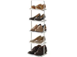 Stahl Schuhregal, Turm, minimalistisches Design, weiss