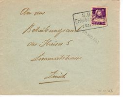 Brief, Erlenbach - Zürich SBB