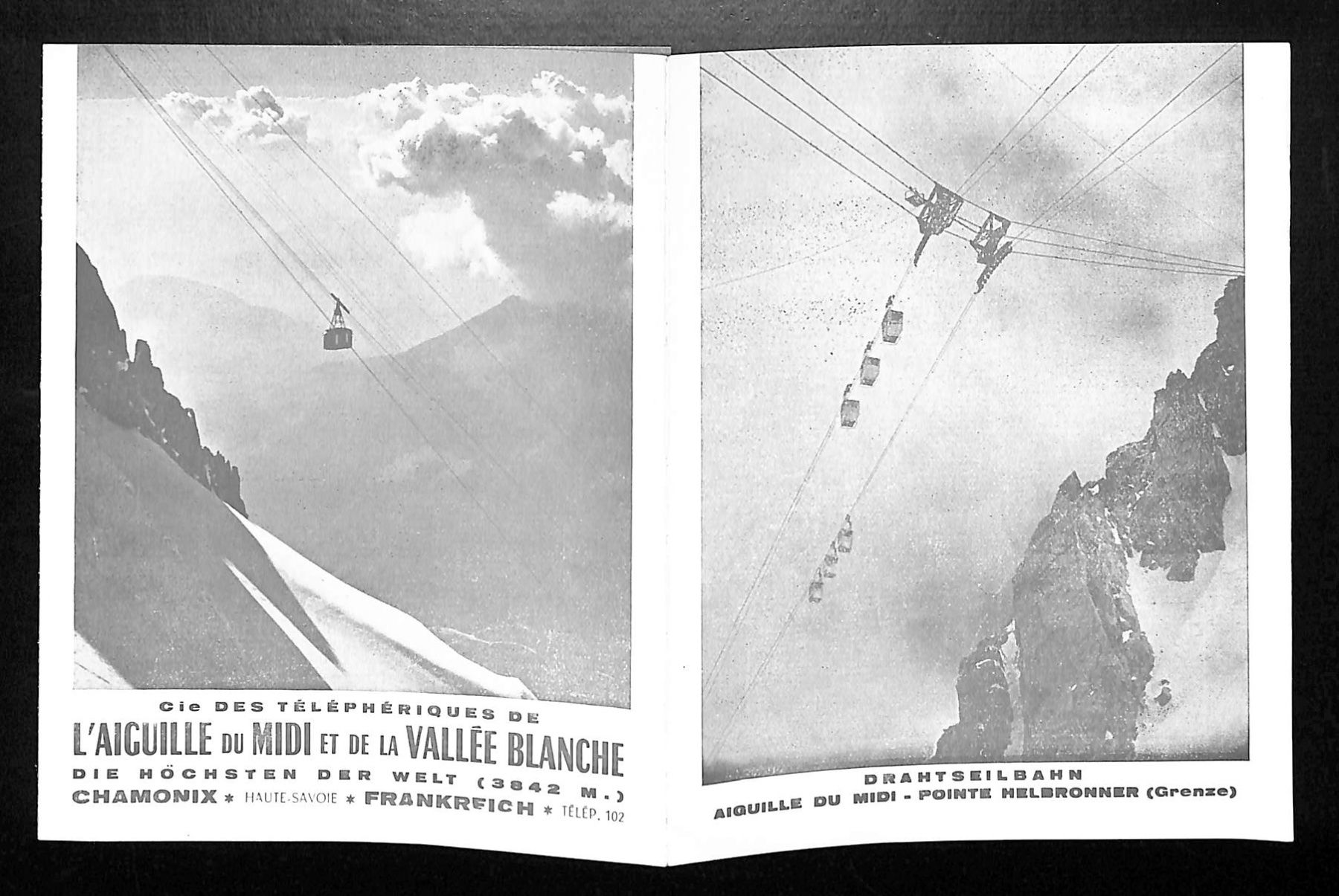 Cartoline postali: Prospekt Drahtseilbahn AIGUILLE DU MIDI - POINTE HELBRONNER – Usato da Zürich venduto da Nobs1