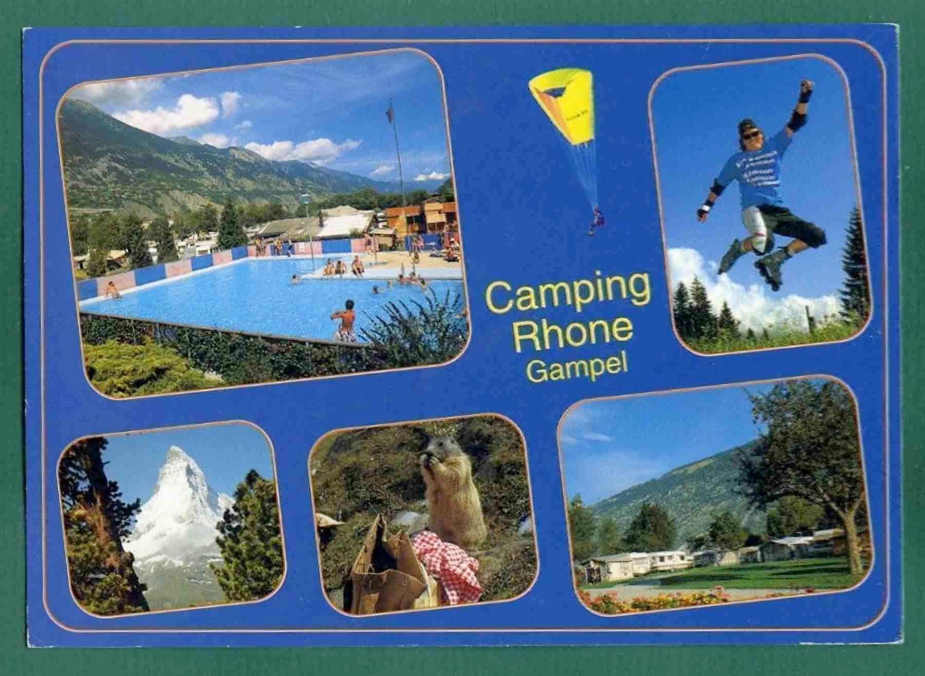 Cartoline postali: Camping Rhone, Gampel, 2000, gelaufen, Grossformat – Usato da Sargans venduto da Hausi1951