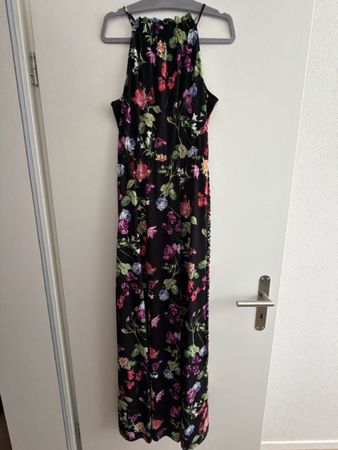 Maxi-Kleid Blumenmuster Schwarz Grösse L Zustand gut