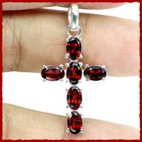 ♛ Rhodolith/Granat 925 Silberkreuz