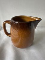 Braune Rössler Keramik Rahmkrüglein 0.2l Vintage Shabby Chic