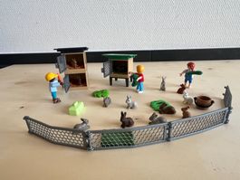 Playmobil Bauernhof Kaninchengehege mit Figuren und Zubehör