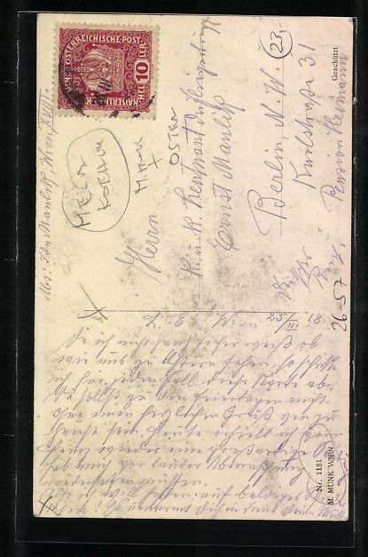 Cartoline postali: Mela Köhler: Ostergruss, Mädchen mit W – Usato da Berlin venduto da bartko-reher 1