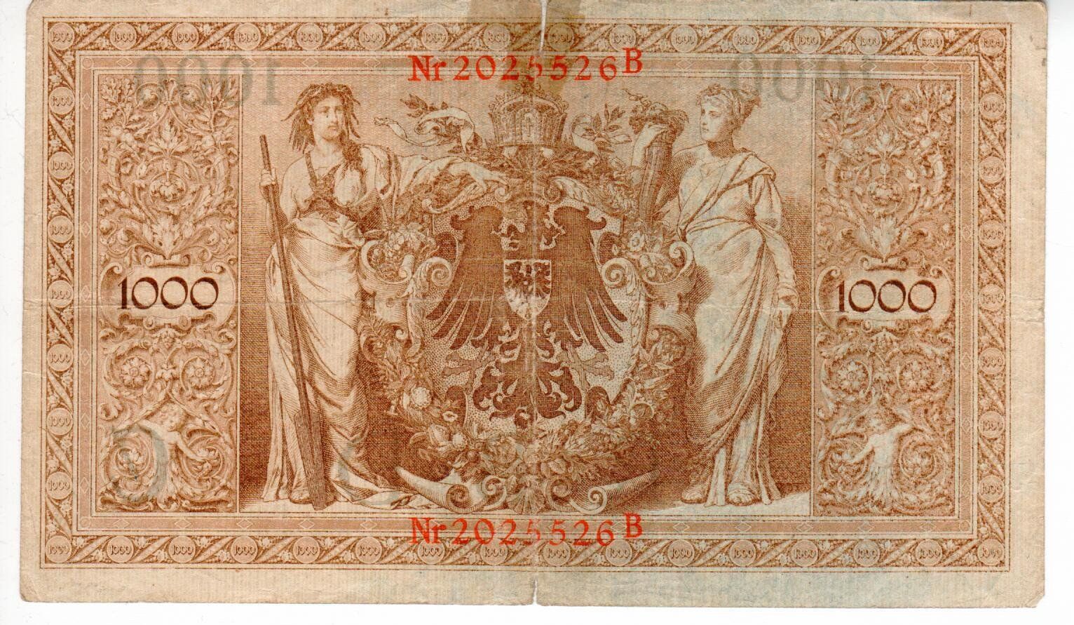 Banconote: Reichsbanknote Ein Tausend Mark 1910 – Usato da Wolhusen venduto da Curver9 1