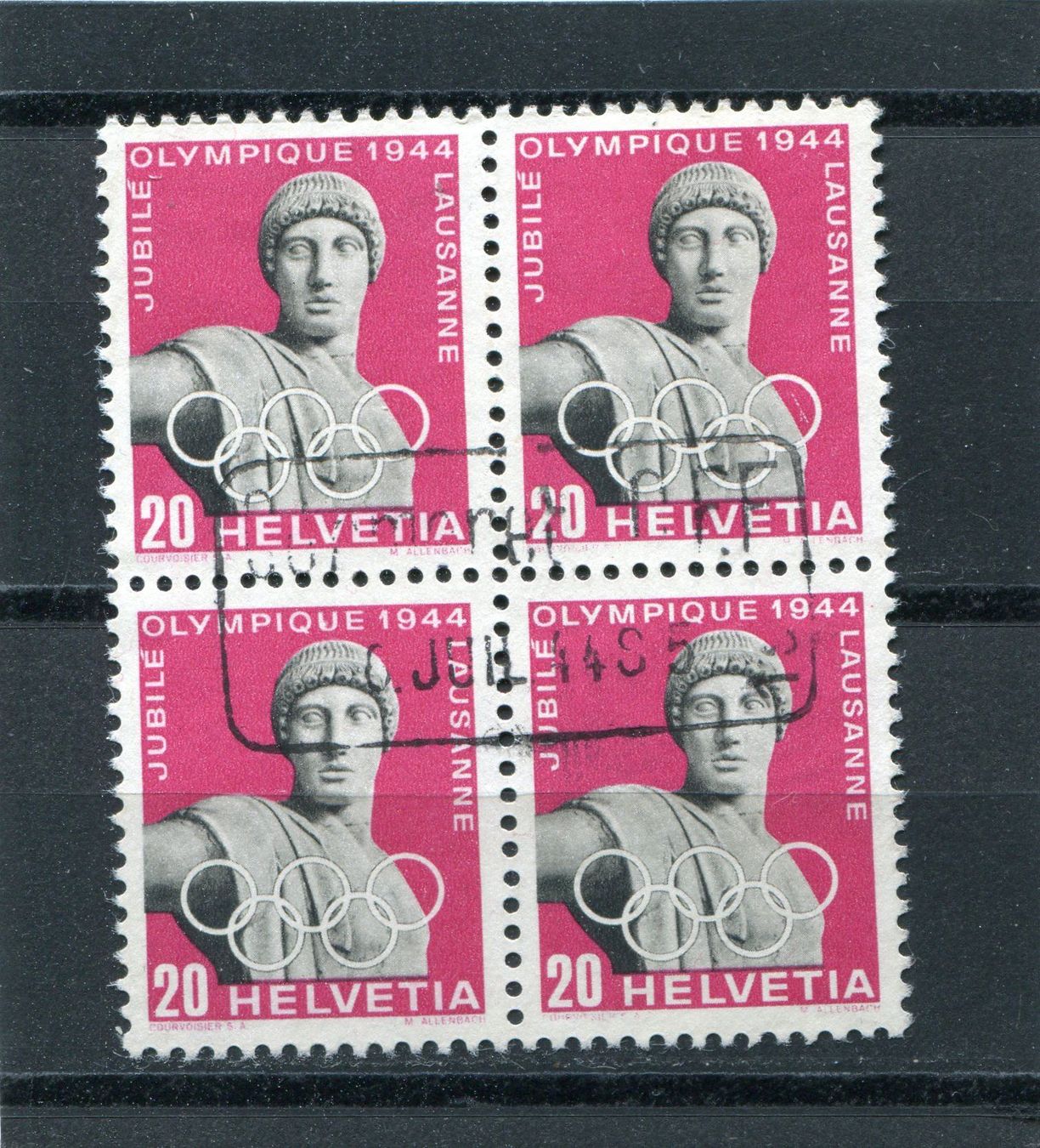 Tutti i francobolli: 1944 Olymp. Komitee Nr. 260x V'block O – Usato da Winterthur venduto da Kyoung