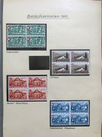 1945, Bundesfeiermarken B26-B29 im 4er Block mit Abarten