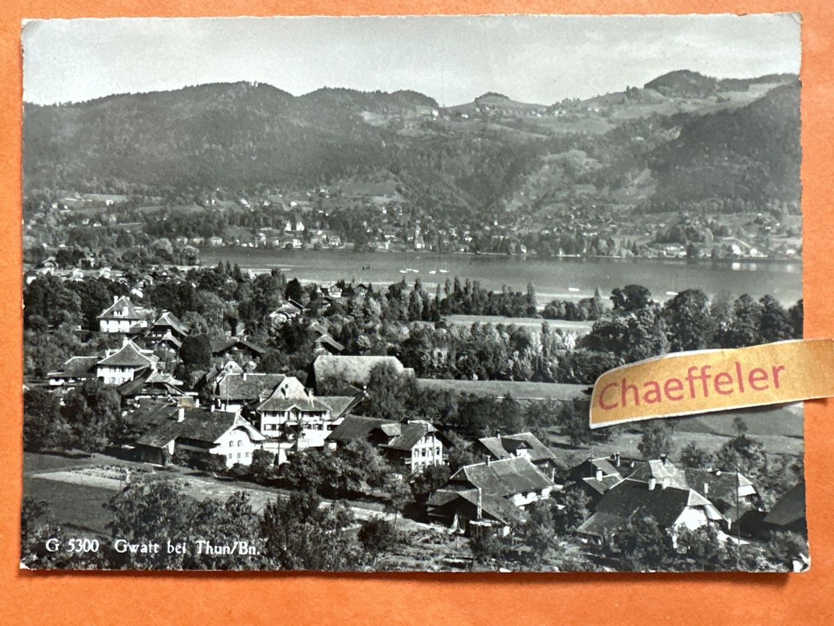 Cartoline postali: G 5300 Gwatt bei Thun/Bn. – Usato da Zürich venduto da Chaeffeler