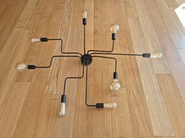 Grand plafonnier noir + 8 ampoules LED
