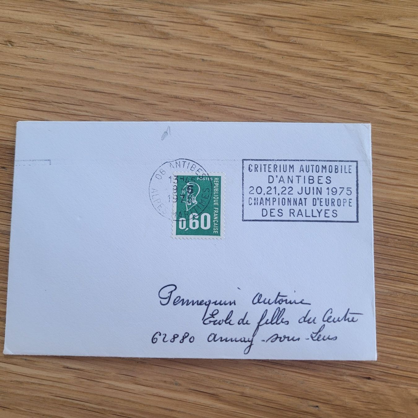 Alle Briefmarken: Document Automobile Criterium D'antibes Rally 1975 – Gebraucht aus Biel/Bienne von Destockweb