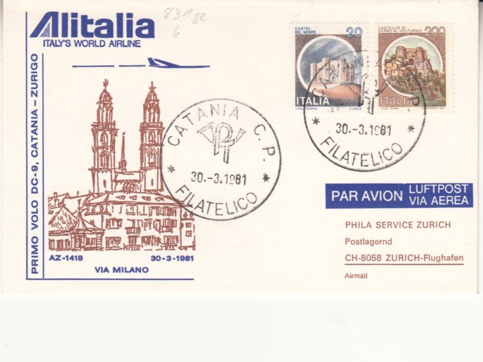 Tutti i francobolli: SLH RF 81.3 a Catania - Zürich – Usato da Bürglen TG venduto da StampGraf