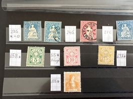 Sitzende Helvetia 23+24G + 23C + Ziffer 1882 ungebraucht