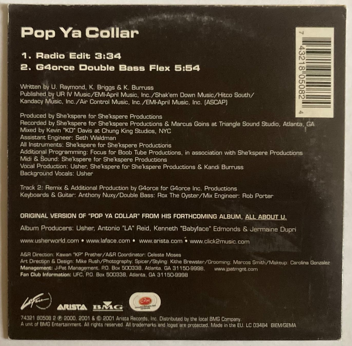 CD: USHER - POP YA COLLAR – Usato da Poliez-Pittet venduto da Newtown-Records 1