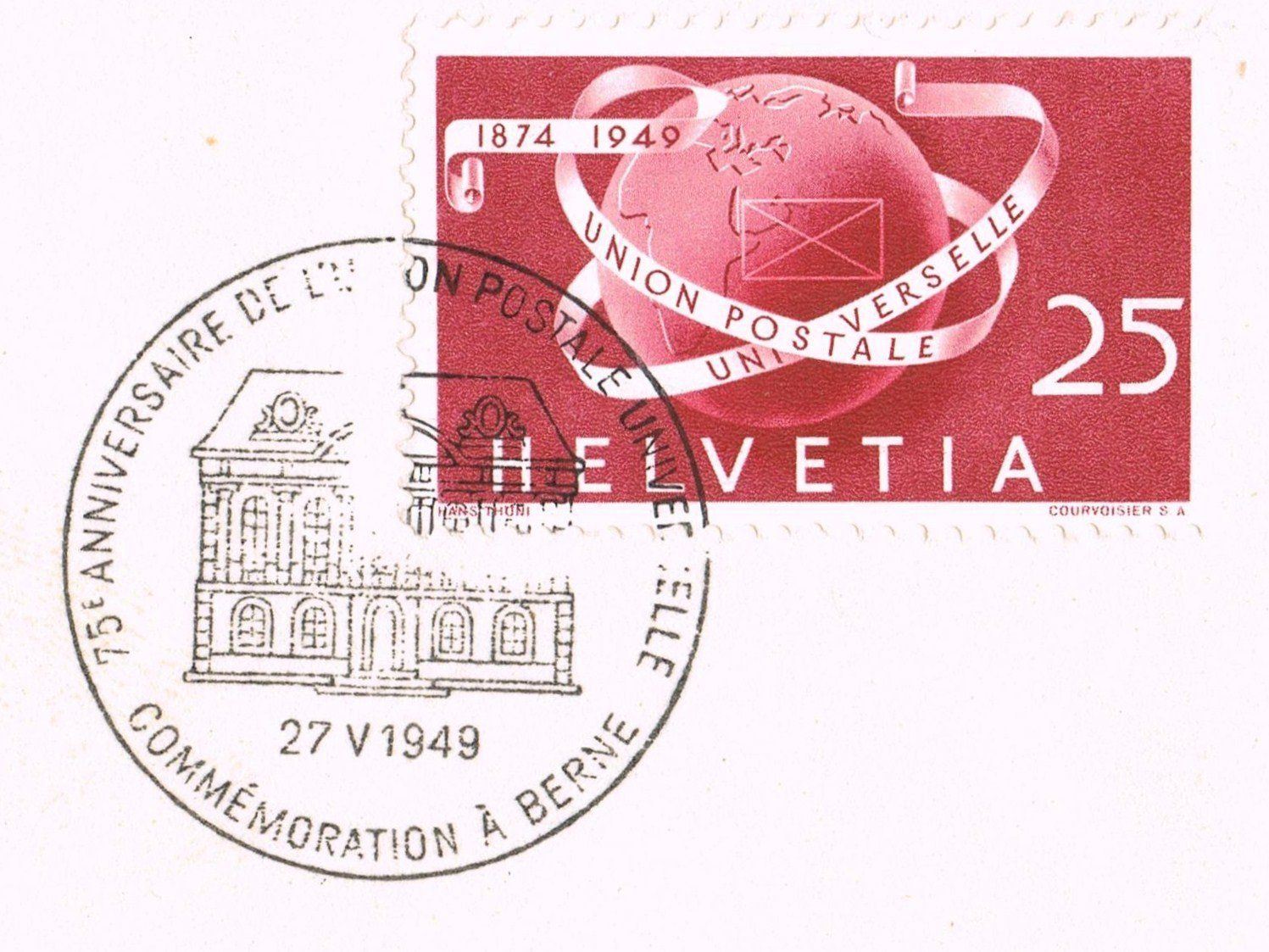 Alle Briefmarken: Brief 75 Jahre Weltpostverein – Gebraucht aus Biberstein von Jura39 1