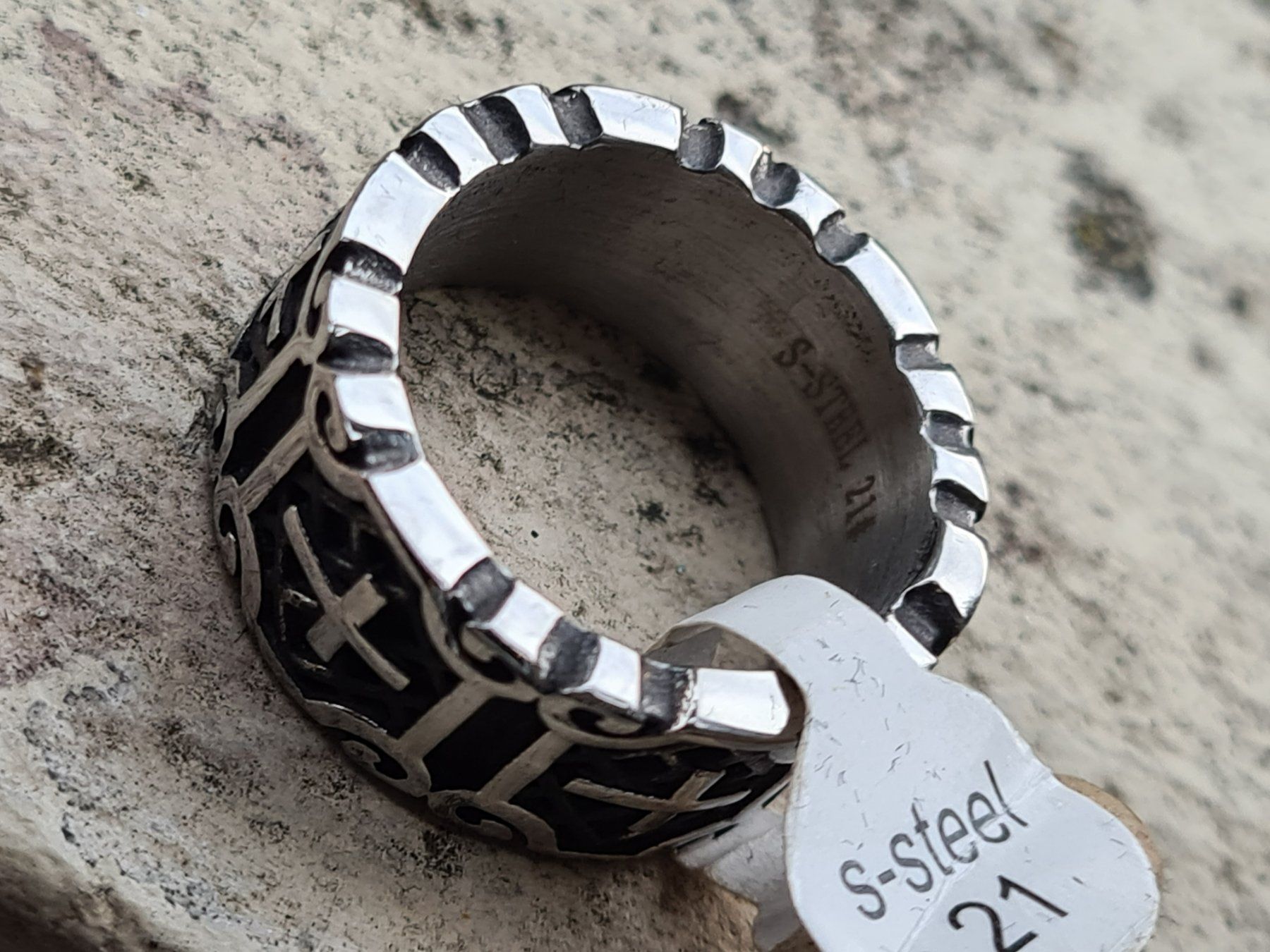 Anelli: HD, Bikerring, Statementringmit Kreuz in AISI216, Ring Gr.21 – Nuovo (secondo la descrizione) da Münchenbuchsee venduto da babilibern 5