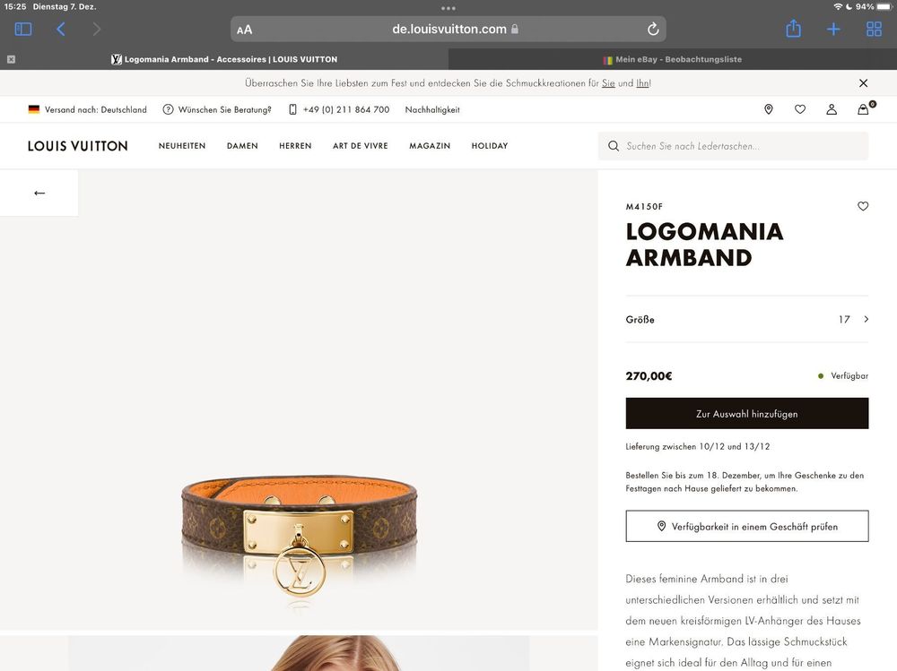 LV Logomania mng bracelet M4150F