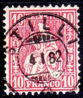 SITZENDE HELVETIA 10 FRANCO VOLLSTEMPEL STILLI 4 I 82 - SP3