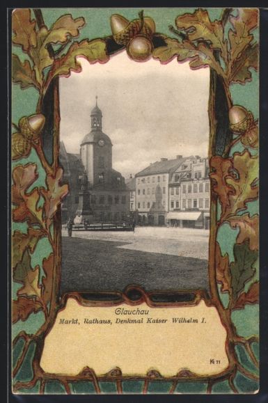 Cartoline postali: Grusskarten-AK Glauchau, Markt, Rathaus, – Usato da Berlin venduto da bartko-reher