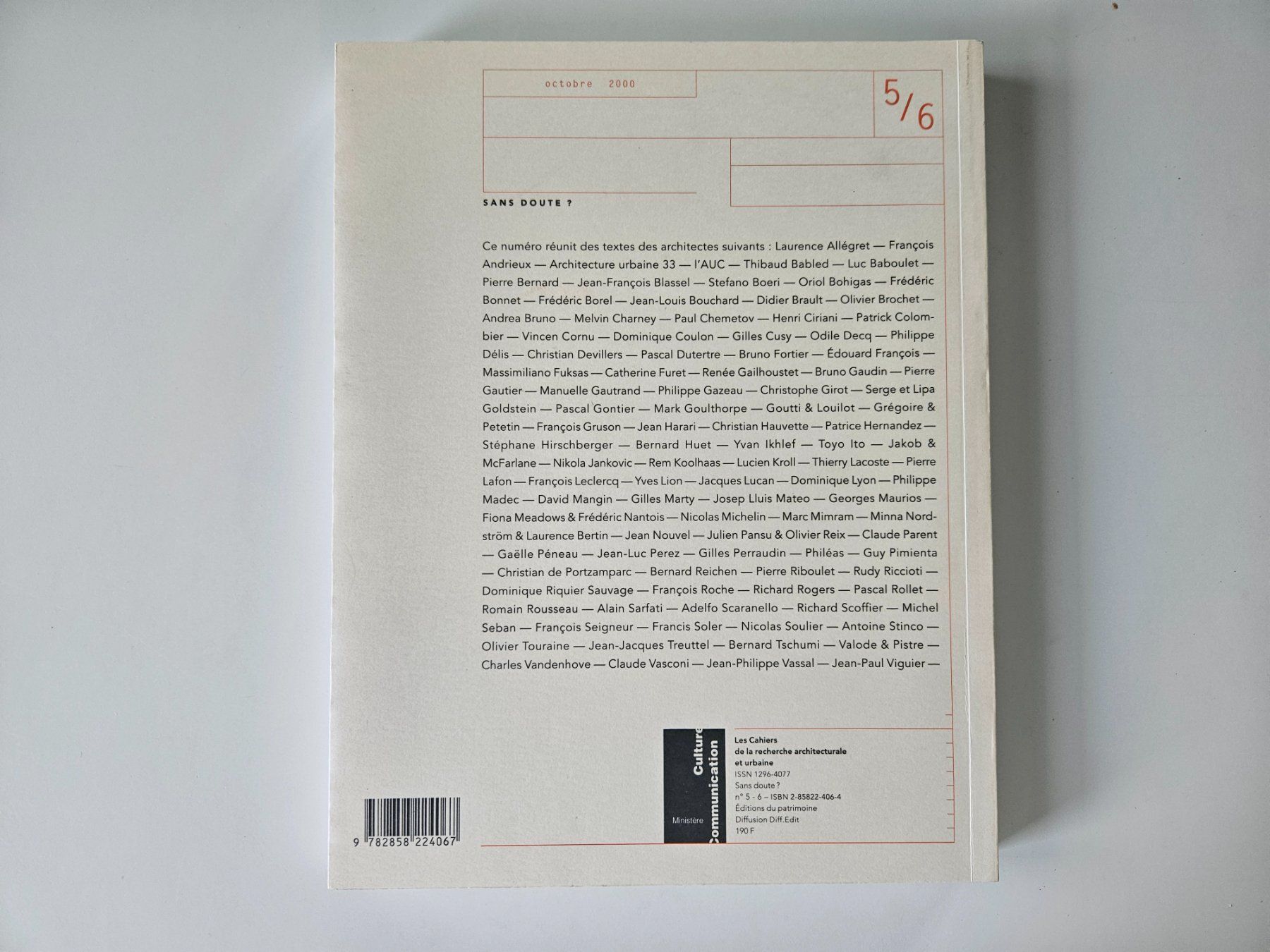 Livres: Sans doute ? Cent architectes parlent doctrine - 2000 – D'occasion à Echandens par annegug 1