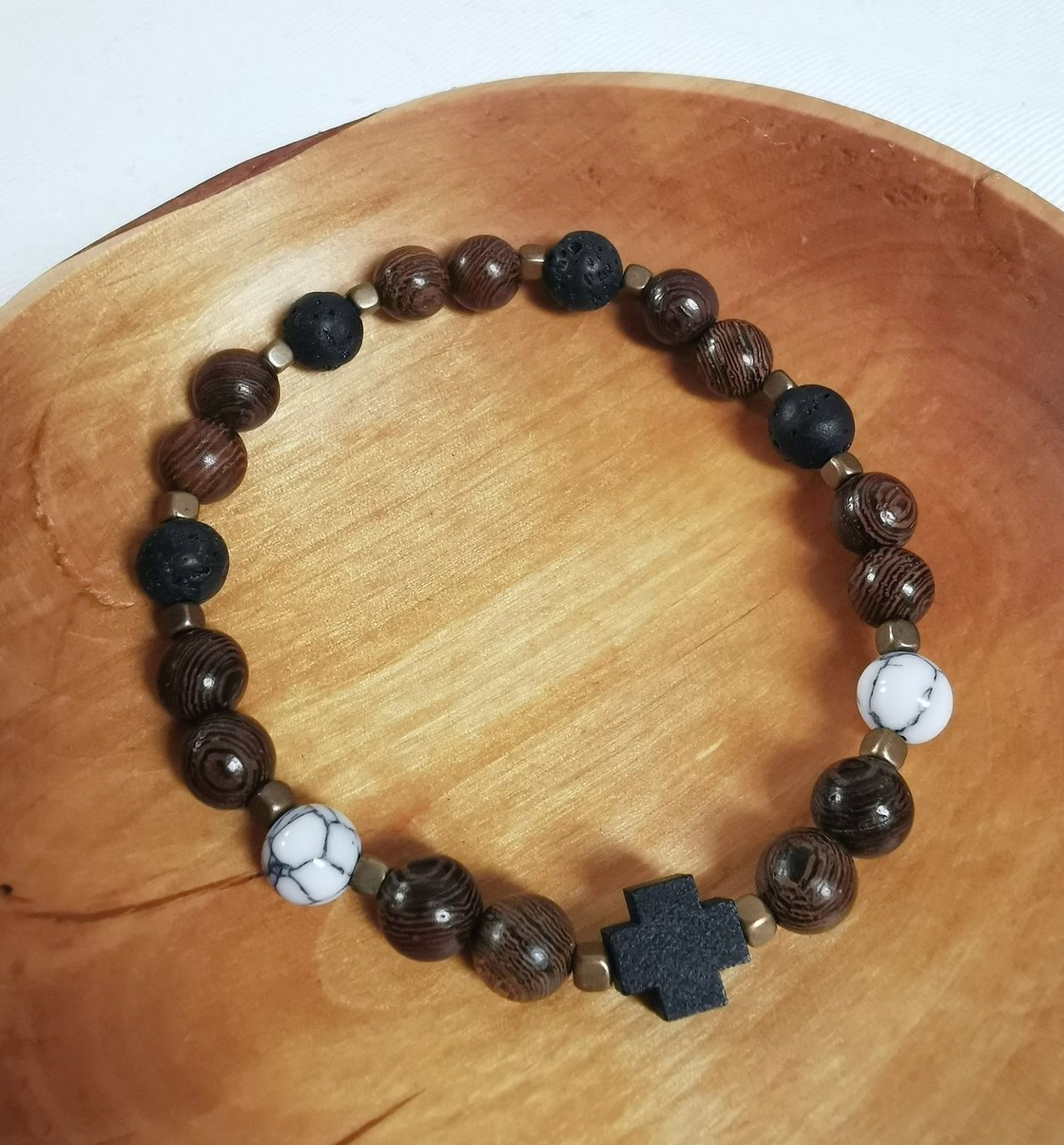 Bracciali & Braccialetti: Herren Armband Holz, Lava & Stein – Nuovo (secondo la descrizione) da Obergerlafingen venduto da Sigus