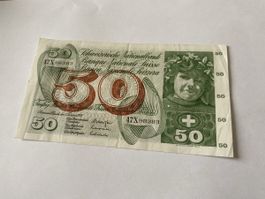 Schöne Fünfziger Note gefaltet 