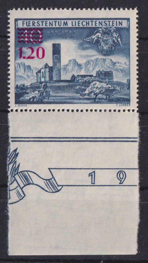 Tutti i francobolli: Liechtenstein 1952: Aushilfsausgabe ** – Usato da Eschlikon TG venduto da PhilCon