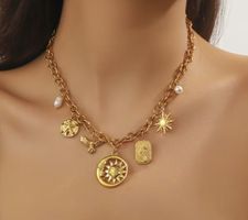 Collana acciaio inossidabile 304 con ciondoli sole