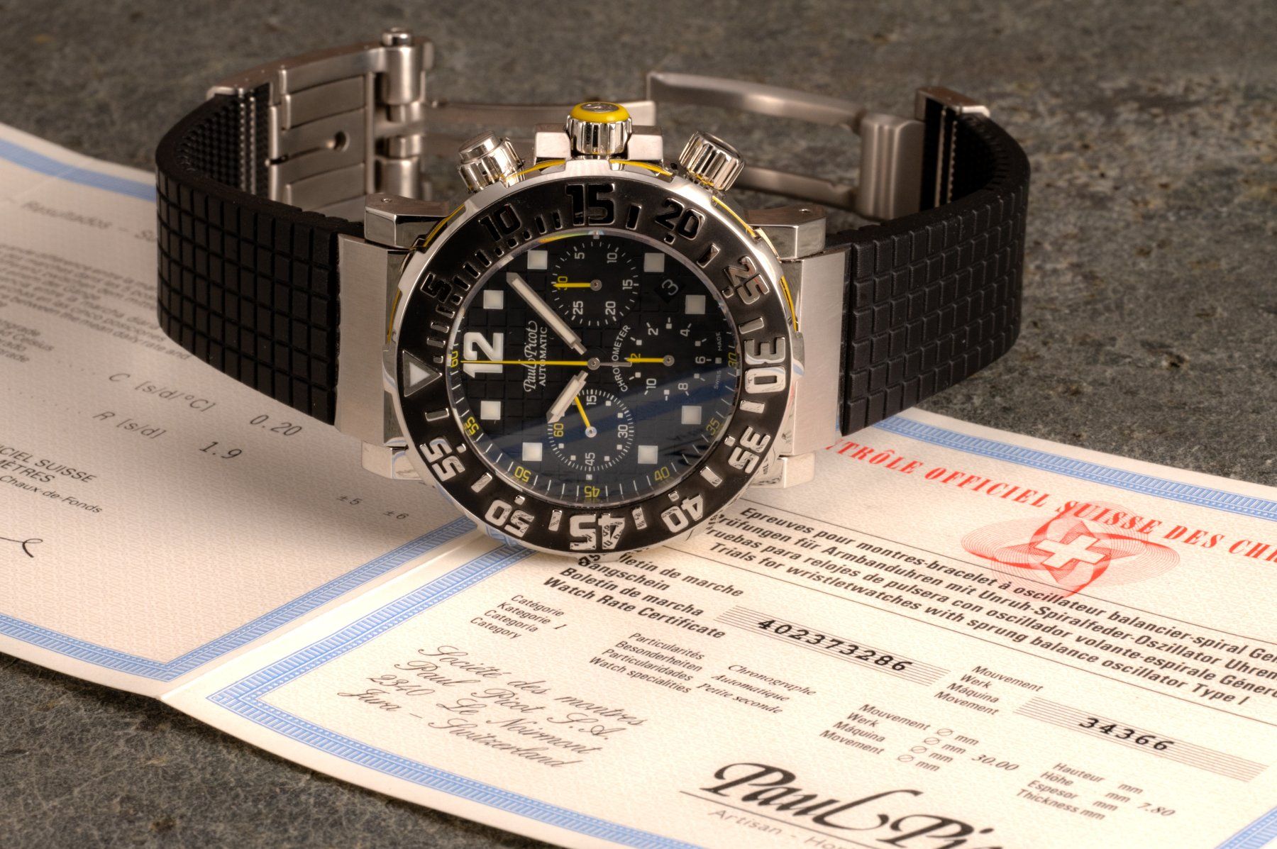 Paul Picot Orologi: Paul Picot C-Type Plongeur Chronograph - NOS - Full Set – Nuovo (secondo la descrizione) da Biel/Bienne venduto da Qlocker 3