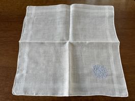 Stofftaschentuch weiss mit Monogramm Stickerei Vintage