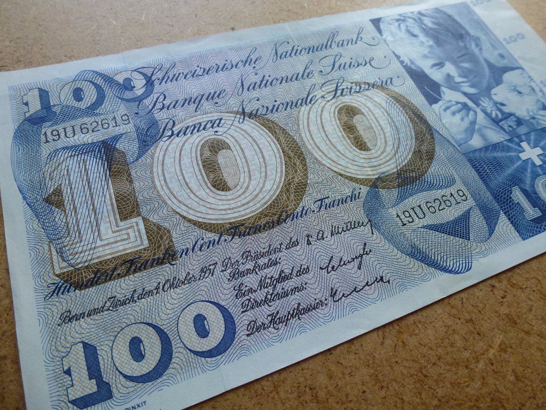 Banconote: ++ 100.- Franken 04. Oktober 1957 – Usato da Walkringen venduto da Casablanca777 1