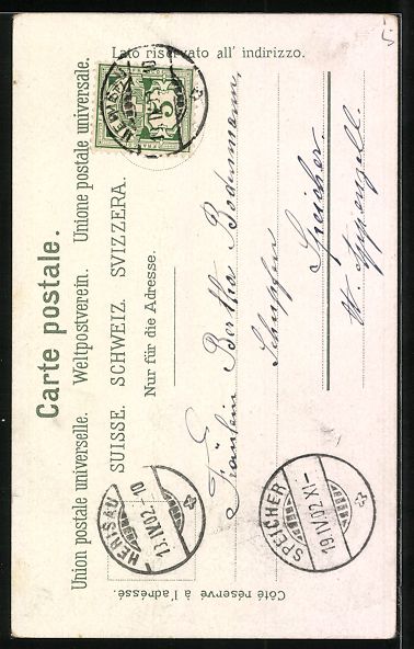 Cartoline postali: AK Herisau, Marktplatz und Kirche, 1902 – Usato da Berlin venduto da bartko-reher 1
