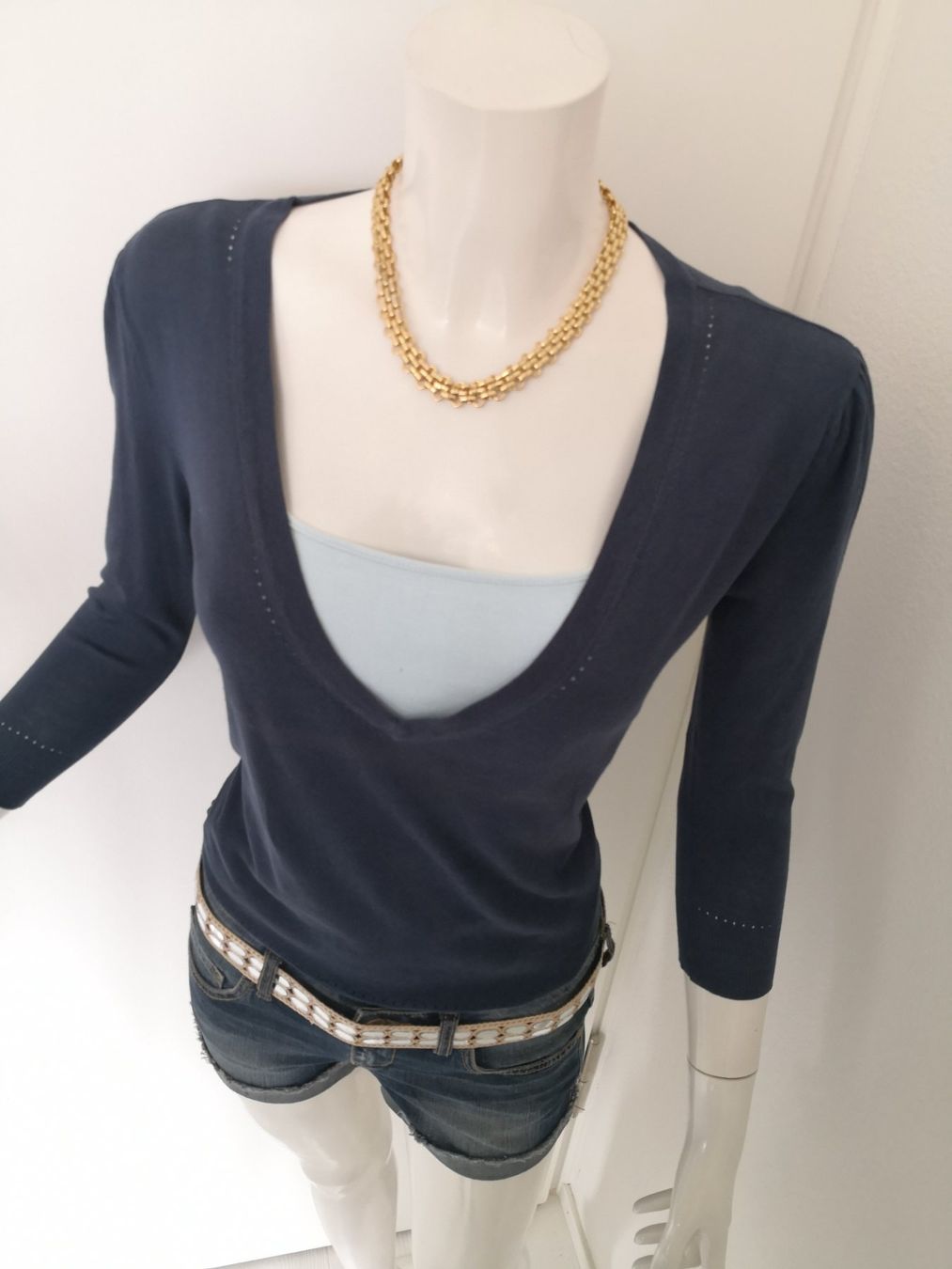 Mango Pullover & Sweatshirts: 🤩2 STK: MANGO STRICK-PULLOVER DUNKELBLAU SEIDE & TOP BLAU – Gebraucht aus Olten von Naja-Twins-Twins 8