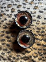 Ebenholz Plugs Lotus Gold mit schwarzem Obsidian Stein