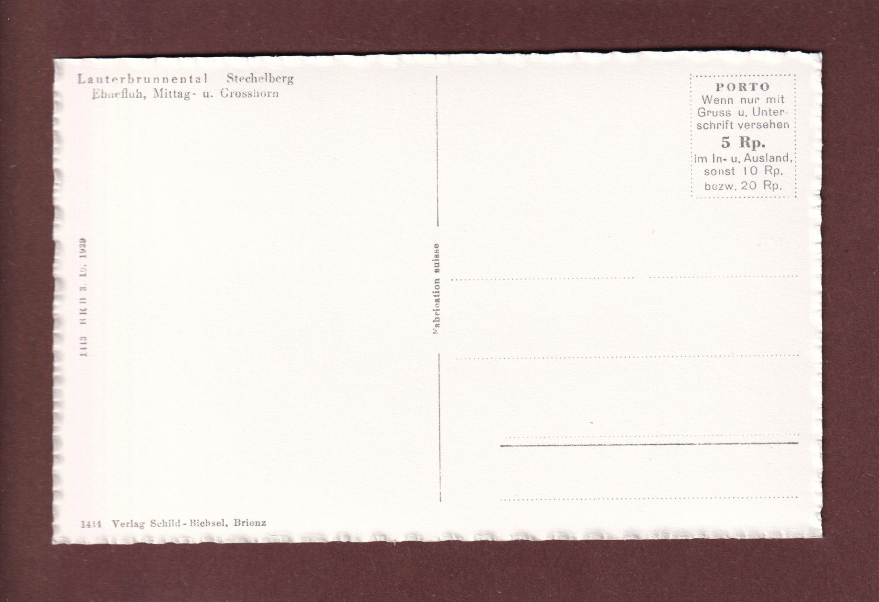 Cartoline postali: LAUTERBRUNNENTAL - Stechelberg - Ebnefluh – Usato da Pully venduto da nicecards 1