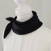 New 53cm Silk Scarf Square Black Plain Color Bandana