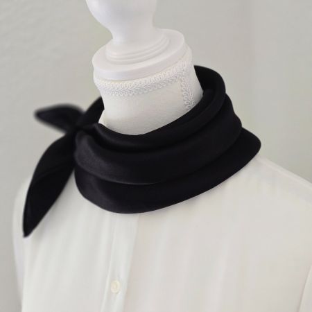 New 53cm Silk Scarf Square Black Plain Color Bandana