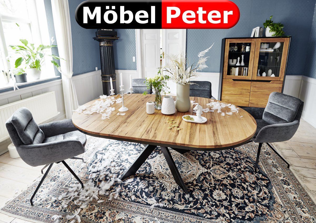 Tavoli: Runder 140cm Holztisch Rustico Eiche mit Auszug – Nuovo e nell'imballaggio originale da Kölliken venduto da Peter-Moebel