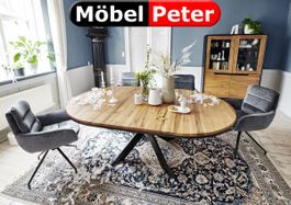 Runder 120cm Holztisch Rustico mit Auszug