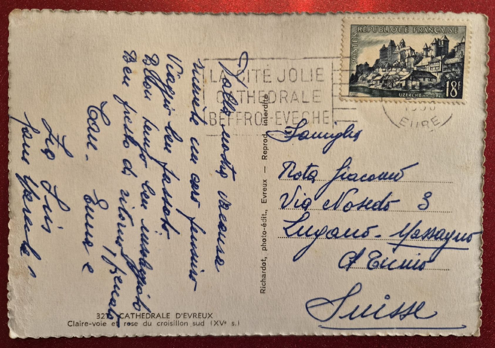 Cartoline postali: Cathedrale d'Evreux  1960 – Usato da Melchnau venduto da Arthurius 1
