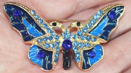 Brosche K-667 – Schmetterling Emaille & Strass – 6 x 3,5 cm