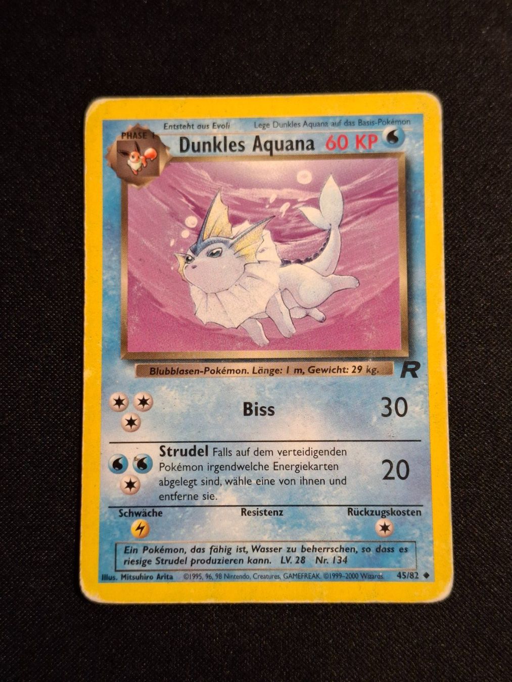 Pokémon Carte collezionabili: Pokemon Dunkles Aquana 45/82 Team Rocket – Usato da Gammen venduto da Karbax