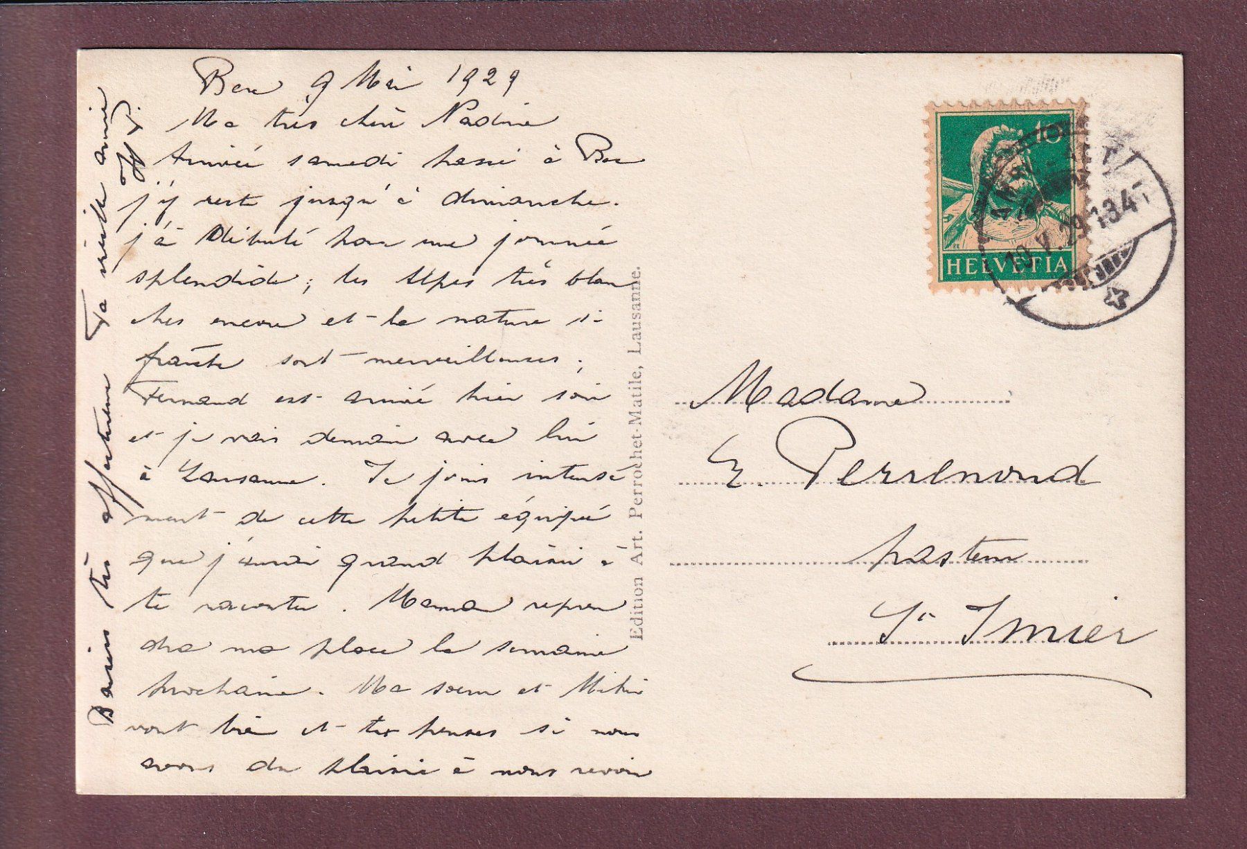 Ansichtskarten: GRAND ET PETIT MUVERAN - 1929 – Gebraucht aus Pully von nicecards 1