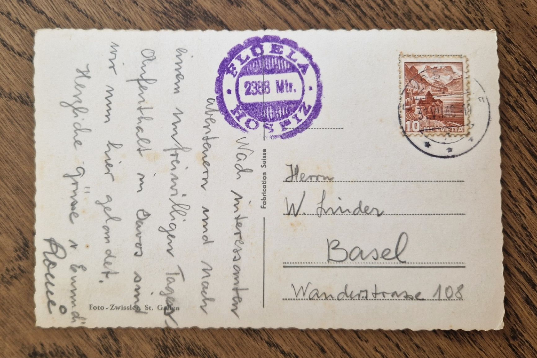 Cartoline postali: Hotel Flüela Passhöhe mit Stempel 1948 – Usato da Ebikon venduto da Donar50 2