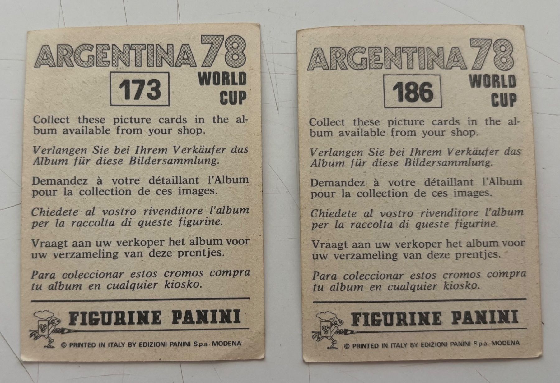 Panini Carte collezionabili: 2 vignettes panini Argentina 78  México – Usato da Neuchâtel venduto da gefdeneuch 1