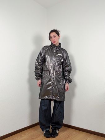 Karl Lagerfeld Metallic Coat Silver, Size M