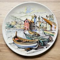 Plateau d'art NOVE P.T. peint à la main et signé. Rapallo