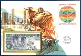 1988 Singapur Banknoten Brief mit Serie 25 J. Bürgerkomitee
