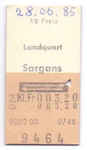 Biglietti: Billette Landquart - Sargans – Usato da Langenthal venduto da Sammlungs_aus