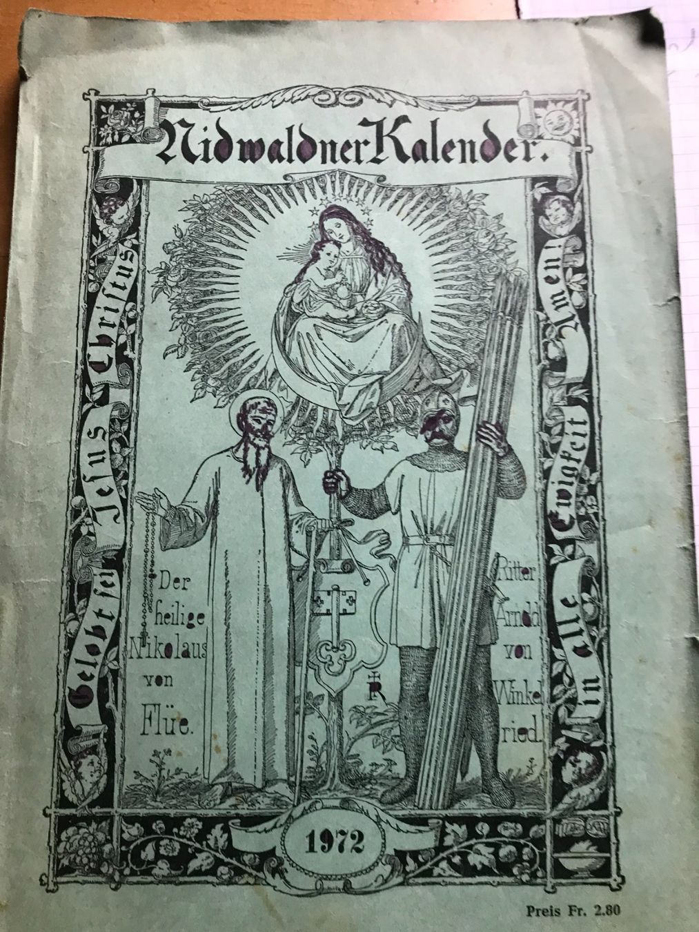 Kalender: Antiker Nidwaldner Kalender 1972 – Gebraucht aus Sachseln von basti1950